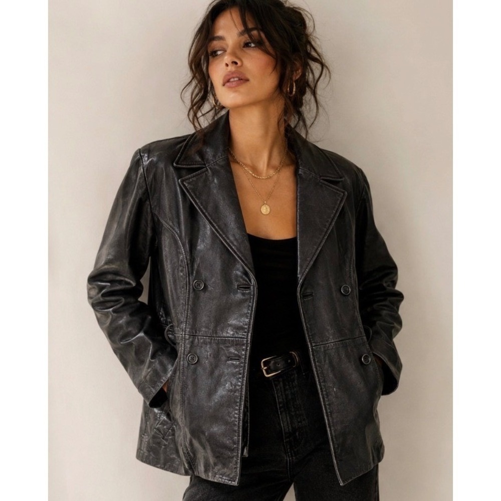 Vintage Valerie Stevens NZ Lambskin Black Leather Jacket Women's M Bikercore